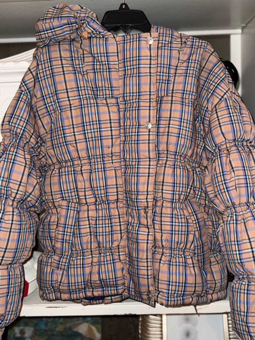 Free People Party of One Medium M brown plaid puffer - Picture 5 of 7